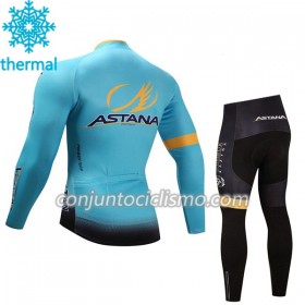 Conjunto Maillot + culotte largo ciclismo Invierno Termico 2017 Astana Pro Team Niños N001